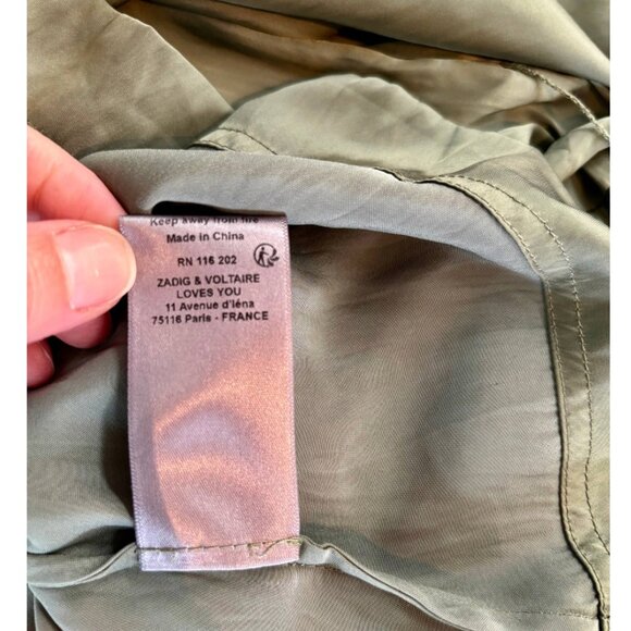 Zadig & Voltaire Ray Satin Maxi Dress Sage Green - Parisian Glamour Size M - Picture 13 of 15